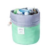 Fashion Barrel Shaped Travel Cosmetic Bag Make Up Bag Drawstring Elegant Drum Wash Kit Bags