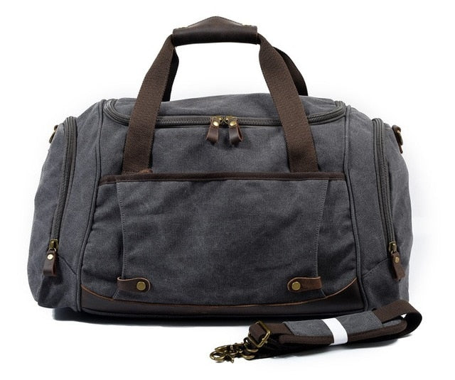 Men Duffle Bag Canvas Carry On Weekend Bag Male Tote Overnight Multifunction Military Large