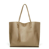 Women Messenger Bags Leather Casual Tassel Handbags Female Designer Bag Vintage Big Size Tote