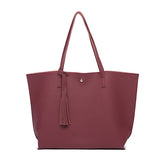 Women Messenger Bags Leather Casual Tassel Handbags Female Designer Bag Vintage Big Size Tote