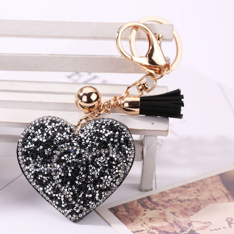 Love Rhinestone Tassel Keychain Bag Handbag Key Ring Car Key Pendant