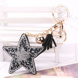 Star Rhinestone Tassel Keychain Bag Handbag Key Ring Car Key Pendant