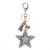 Star Rhinestone Tassel Keychain Bag Handbag Key Ring Car Key Pendant