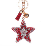 Star Rhinestone Tassel Keychain Bag Handbag Key Ring Car Key Pendant