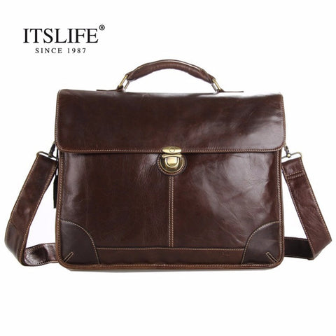 Free Shipping Hot Sale 100% Genuine Leather Men'S Portfolio Business Bag Briefcase Laptop Bag