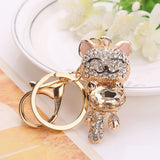 Rhinestone Alloy Cat Sparkling Charm Keychain Bag Handbag   Key Pendant