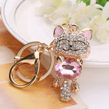 Rhinestone Alloy Cat Sparkling Charm Keychain Bag Handbag   Key Pendant