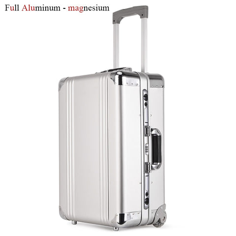 New Design Aluminum Rolling Luggage Bag Metal Travel Suitcase Trolley Luggage Boarding Cabin Case