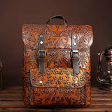New Women Genuine Leather Rucksack Daypack Embossed First Layer Cowhide Vintage Large Capacity