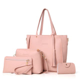 Women Bag Set Top-Handle Big Capacity Female Tassel Handbag Fashion Shoulder Bag Purse Ladies Pu