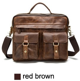 Otherchic Fashion Genuine Leather Men Briefcase Men'S Messenger Bags 14" Laptop Business Shoulder