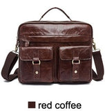Otherchic Fashion Genuine Leather Men Briefcase Men'S Messenger Bags 14" Laptop Business Shoulder