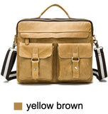 Otherchic Fashion Genuine Leather Men Briefcase Men'S Messenger Bags 14" Laptop Business Shoulder