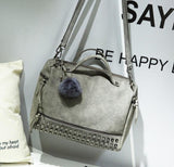 Yeetn.H  Nubuck Leather Women Messenger Bag Large Capacity Rivet Vintage Female Top-Handle Bags