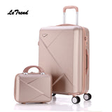 Letrend Women Suitcases Wheel Trolley Rolling Luggage Set Spinner Vintage Password Travel Bag