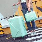 Letrend Women Suitcases Wheel Trolley Rolling Luggage Set Spinner Vintage Password Travel Bag