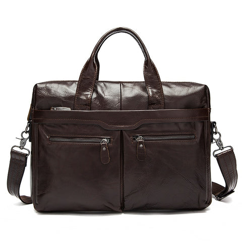 Genuine Leather Vintage Business Briefcase Handbag Men Natural Leather Soft Skin Designer Briefcase