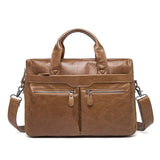 Genuine Leather Vintage Business Briefcase Handbag Men Natural Leather Soft Skin Designer Briefcase