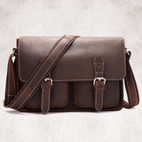 Crazy Horse Cowhide Shoulder Bag Men Messenger Briefcase Travel Casual Vintage Designer Genuine