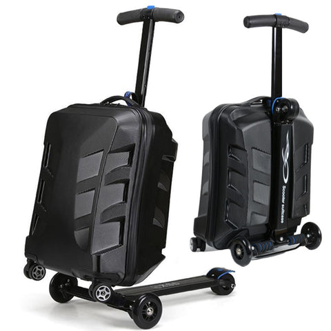 New Designe 21Inch Tsa Lock Scooter Luggage Aluminum Suitcase With Wheels Skateboard Rolling