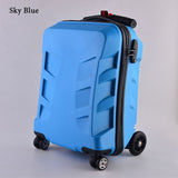 New Designe 21Inch Tsa Lock Scooter Luggage Aluminum Suitcase With Wheels Skateboard Rolling