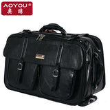 Wholesale!Male High Quality Pu Leather Commercial Travel Luggage Bags On Wheel With Rod,Europe