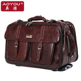 Wholesale!Male High Quality Pu Leather Commercial Travel Luggage Bags On Wheel With Rod,Europe