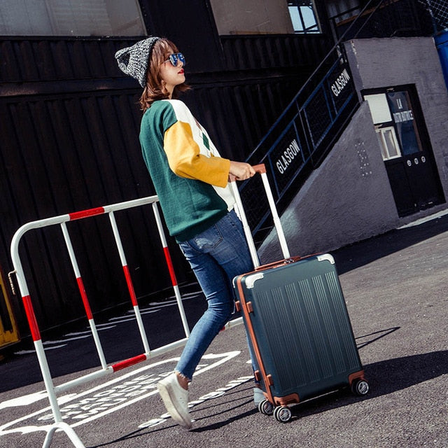 20"24"28"Inch Aluminum Trolley Luggage Bag ,Rolling Wheels Suitcase With Lock, Men'S