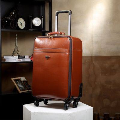 Commercial Male Cowhide Genuine Leather Luggage Bag,Password Box,High Quality 16 20Inches Genuine
