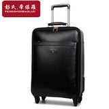 Commercial Male Cowhide Genuine Leather Luggage Bag,Password Box,High Quality 16 20Inches Genuine