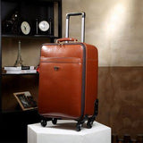 Commercial Male Cowhide Genuine Leather Luggage Bag,Password Box,High Quality 16 20Inches Genuine