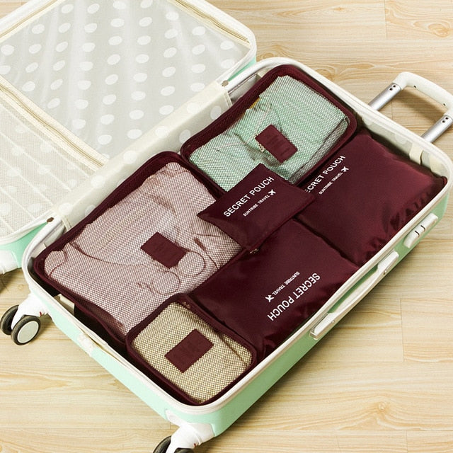 6 Pieces Set Travel Storage Bags Waterproof Travel Organizer