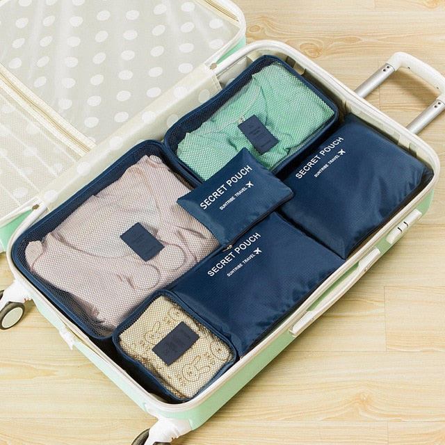 6pcs Travel Storage Bag Set For Clothes Tidy Organizer Wardrobe