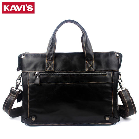 Kavis Brand Leather Handbag Bag Men Travel For Laptop Briefcase Male Crossbody Hand Sling O Handles