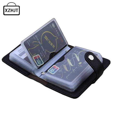 Fashion Pu Leather Function 24 Bits Card Case Business Card Holder Men Women Credit Passport Card