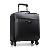 Quality Leather Travel Bag Male Cow Split Leather Luggage 16 20 22 Universal Wheels Cowhide