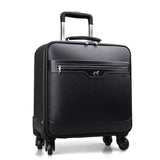 Quality Leather Travel Bag Male Cow Split Leather Luggage 16 20 22 Universal Wheels Cowhide