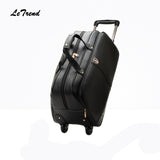 Letrend 100% Genuine Leather Travel Bag Rolling Luggage Spinner Suitcases Wheel 20 Inch Carry On