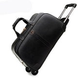 Letrend 100% Genuine Leather Travel Bag Rolling Luggage Spinner Suitcases Wheel 20 Inch Carry On