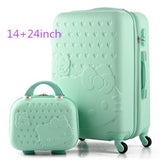 Hello Kitty Suitcase 14+24Inch Luggage Sets Rolling Luggage Hardside Luggage Abs Luggage Bag