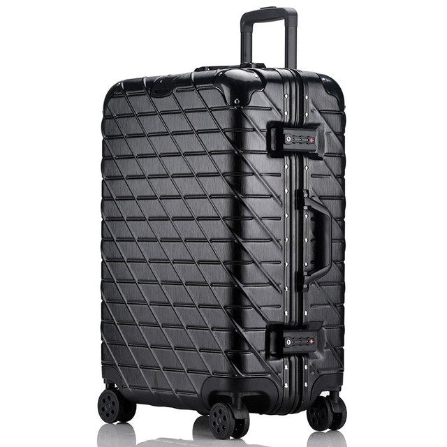 Letrend Aluminium Frame Rose Gold Rolling Luggage Spinner Trolley Travel Bag 20 Inch Women Men