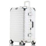 Letrend Aluminium Frame Rose Gold Rolling Luggage Spinner Trolley Travel Bag 20 Inch Women Men