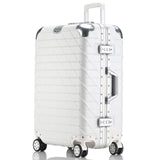 Letrend Aluminium Frame Rose Gold Rolling Luggage Spinner Trolley Travel Bag 20 Inch Women Men