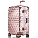 Letrend Aluminium Frame Rose Gold Rolling Luggage Spinner Trolley Travel Bag 20 Inch Women Men