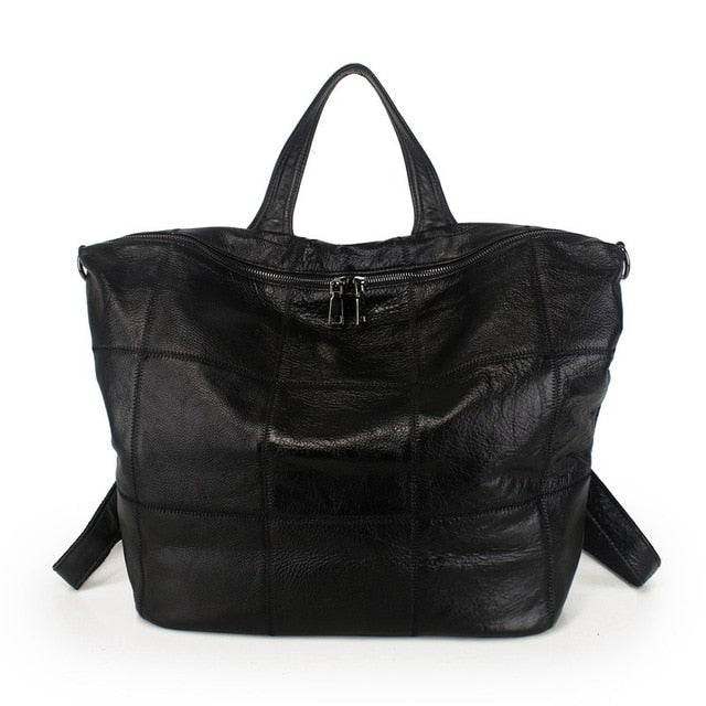 Sunny Shop 100% Genuine Leather Backpack Women Plaid Leather School Backpack Laptop Bagpack