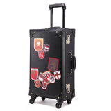 Letrend Retro Pu Leather Suitcase Wheels Rolling Luggage Spinner Women Fashion Trolley Student
