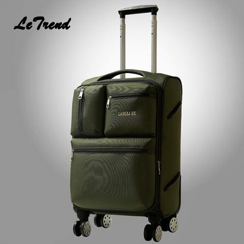Letrend Men Business Oxford Rolling Luggage Spinner Wheel Suitcase Trolley 20 Inch Student Carry On