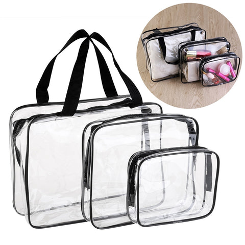 Vorcool 3-In-1 Pvc Transparent Cosmetic Tote Bag Toiletry Organizer Handbags