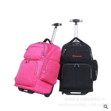 Travel Trolley Rolling Bag Men Oxford Travel Trolley Luggage Wheeled Rolling Backpack Unisex