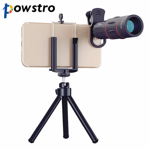 Powstro 1000M 18X Zoom Telescope Mobile Phone Lens 2 In 1 Universal Clips Telefon Camera Lens